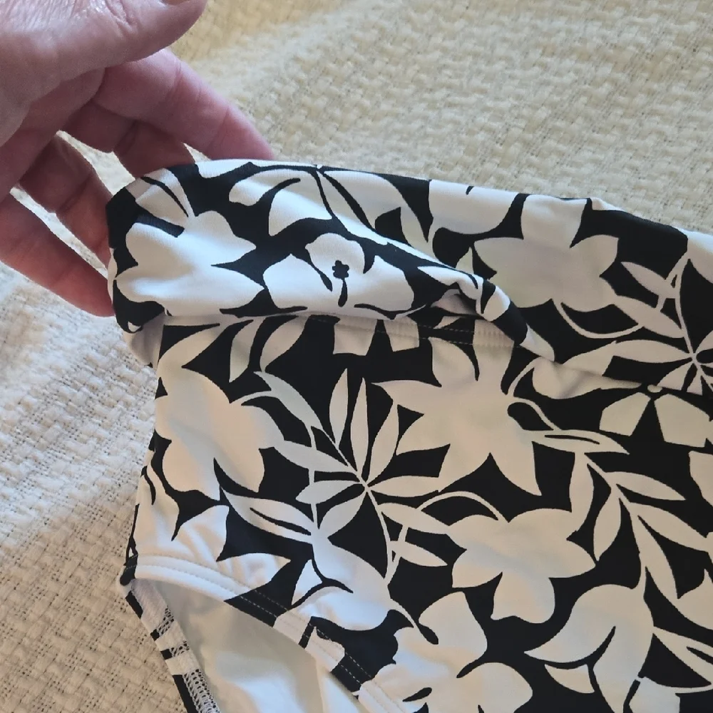 Land's End Black and White Floral Bikini Bottom